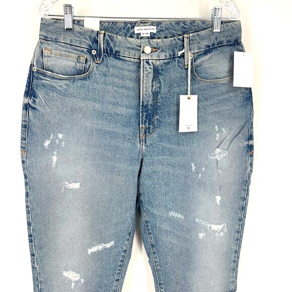 Good American Good Classic Straight Leg Jeans Indigo Blue Women's Size 10 NWT - Picture 3 of 5